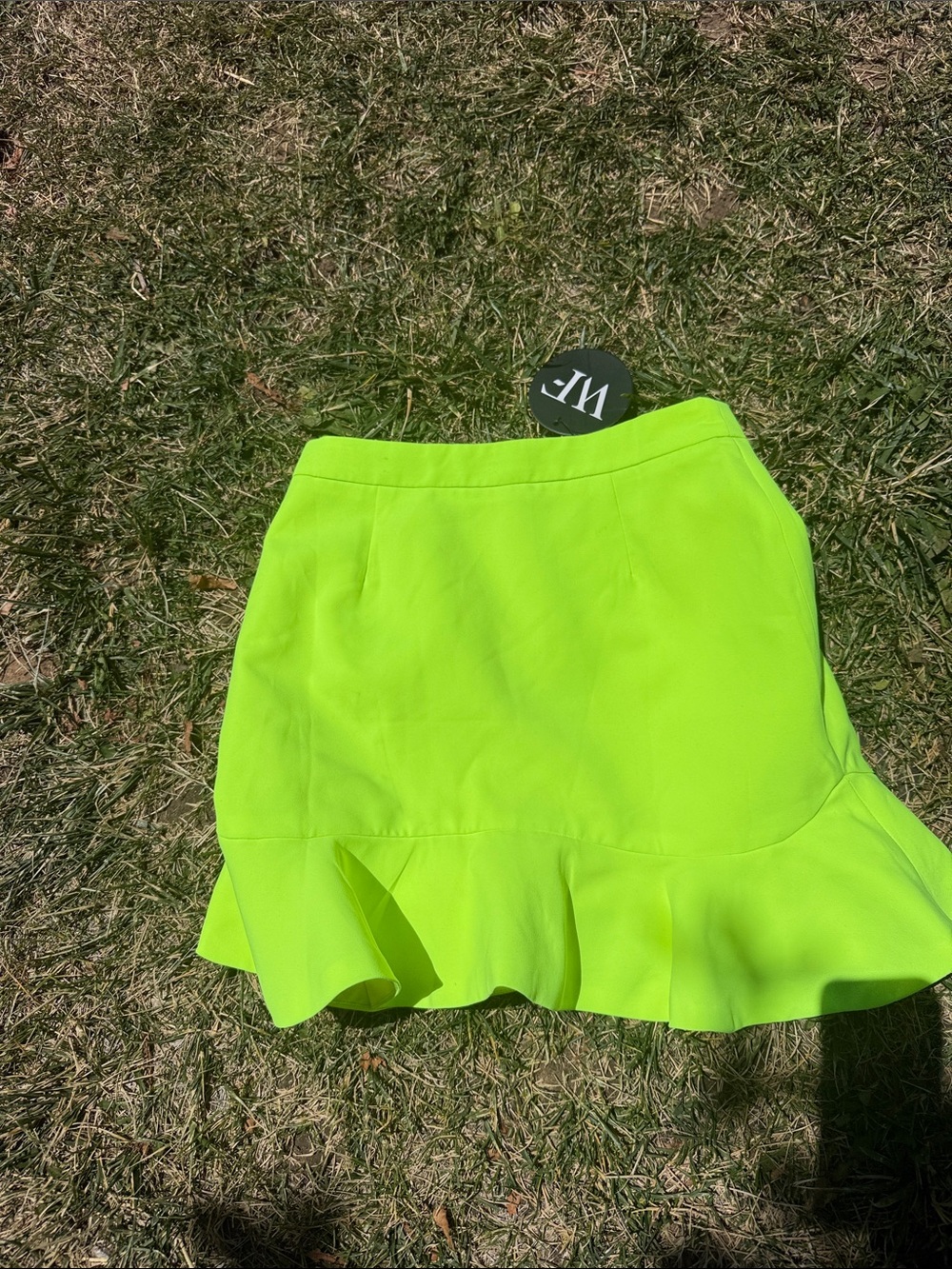 White Fox Boutique Neon Lime Ruffle Hem Mini Skirt